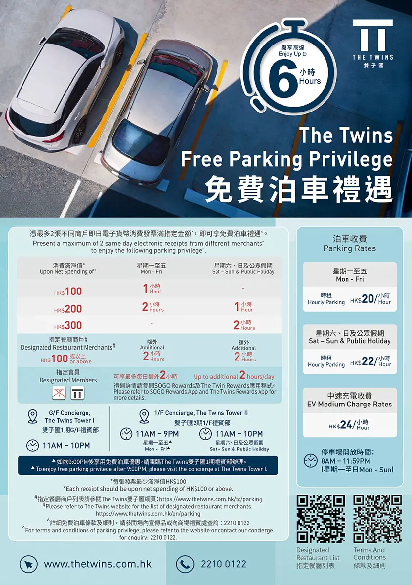 雙子匯THE TWINS費泊車優惠26年