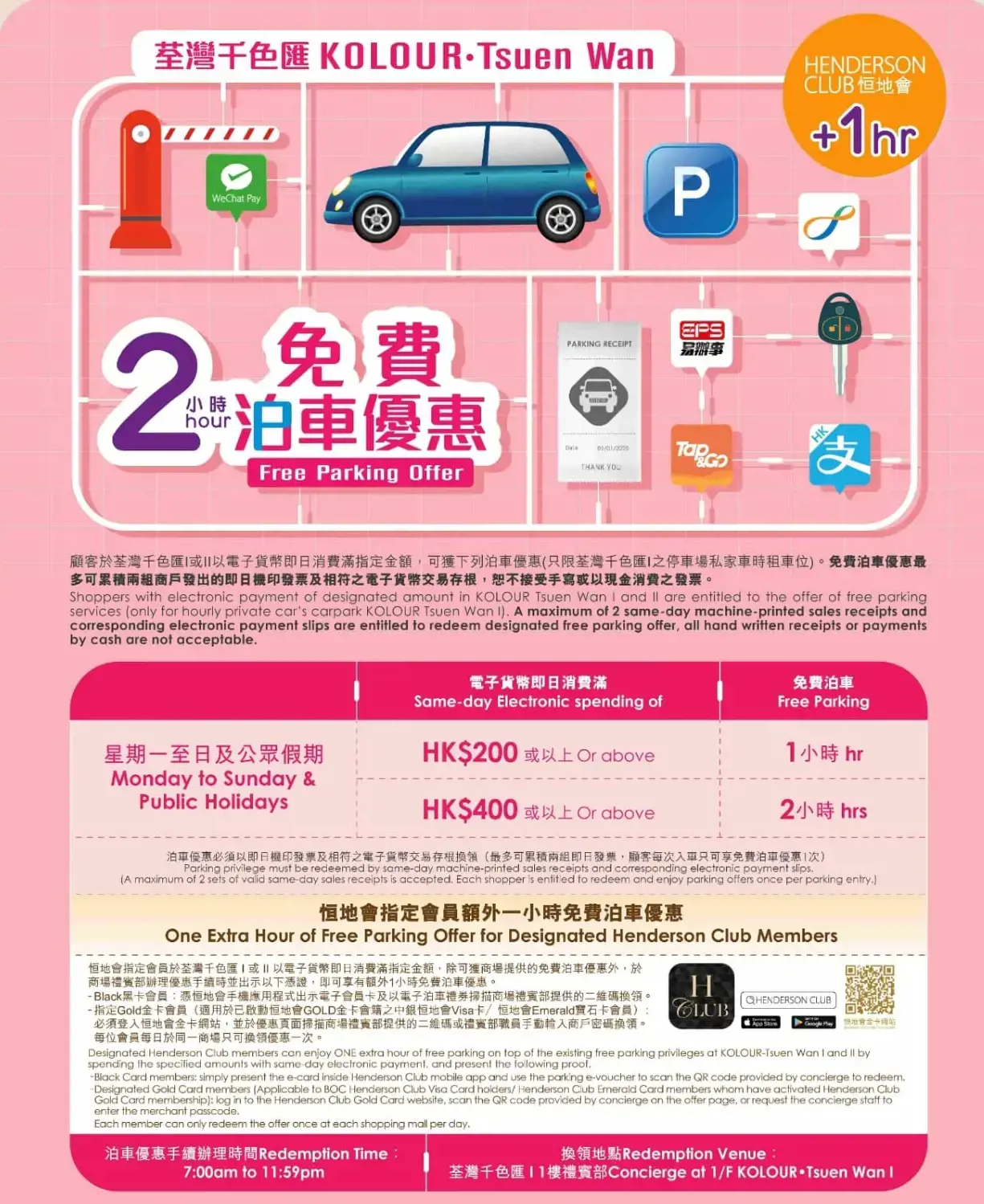 荃灣千色匯Kolour免費泊車優惠25年1月