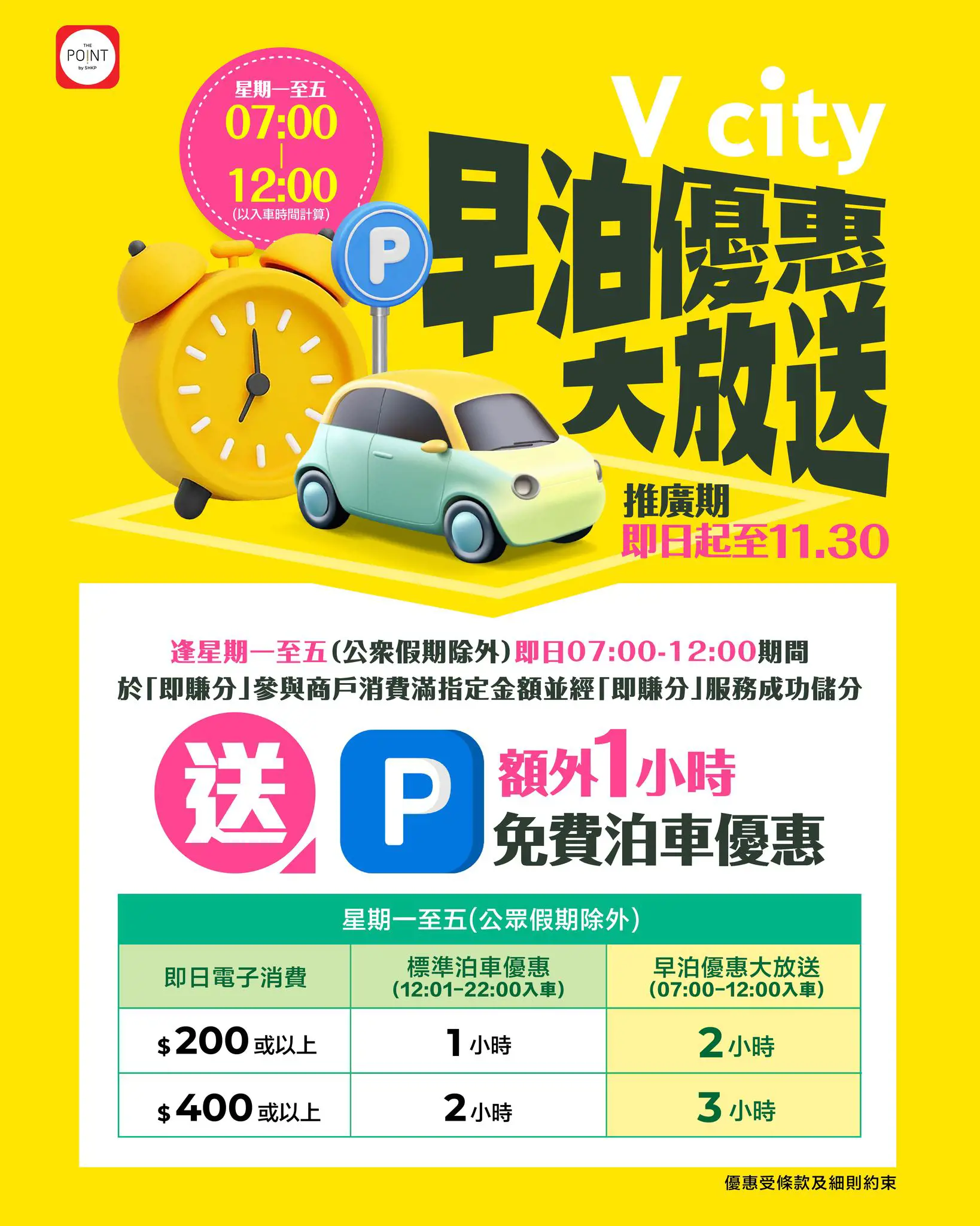V city 早泊優惠大放送 (至2025年11月30日)