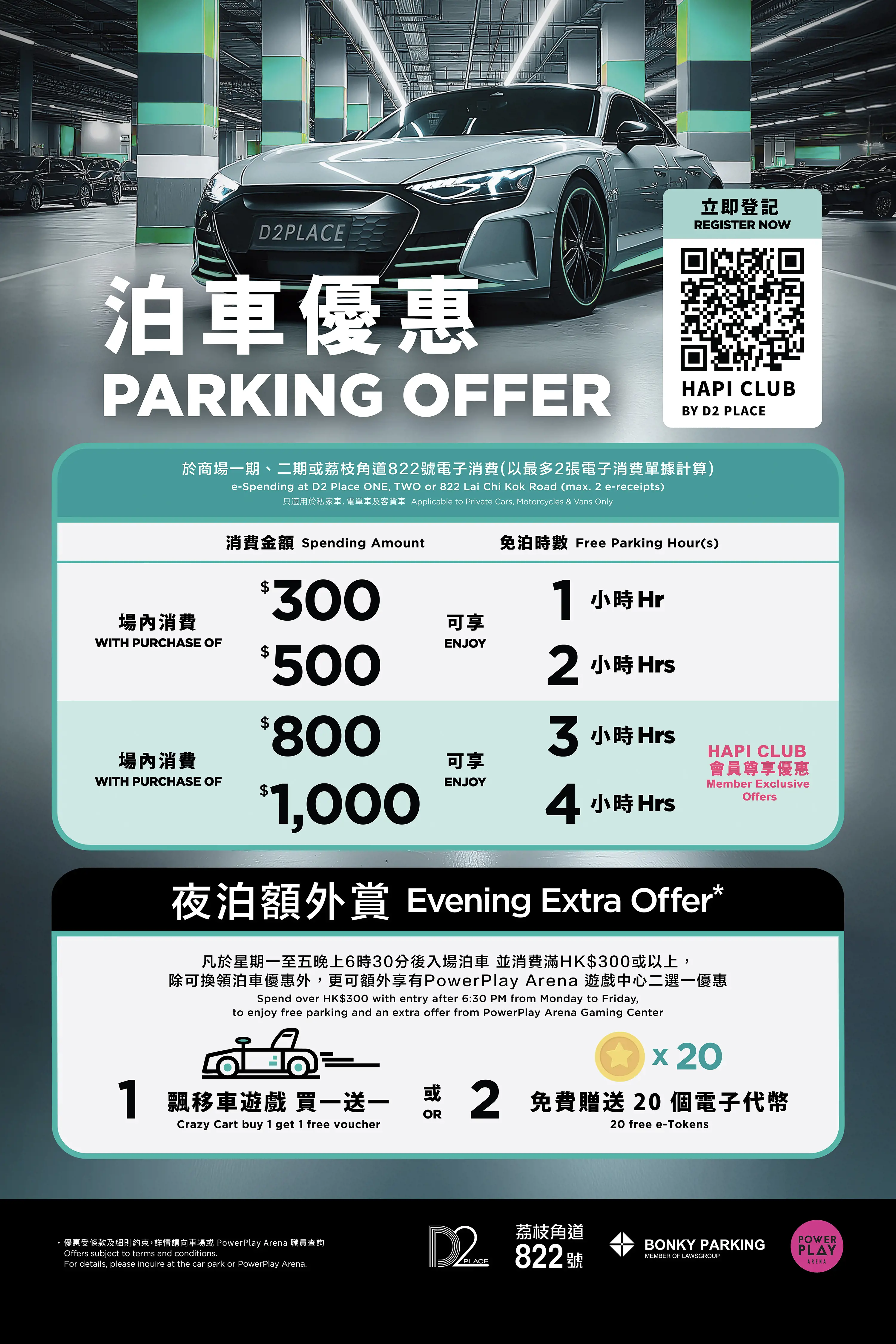 D2 Place免費泊車優惠26年